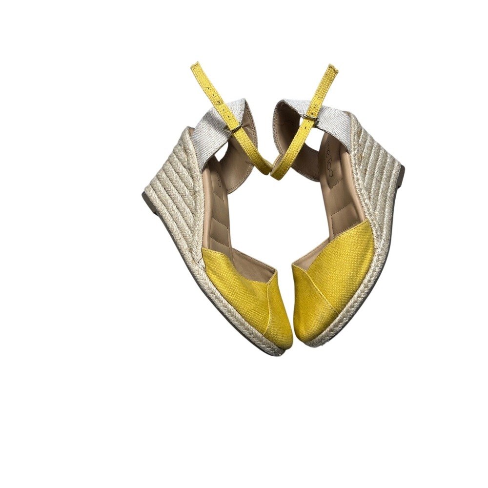 Me Too Brenna 8.5 Yellow Espadrille Wedge Sandals Ankle Strap